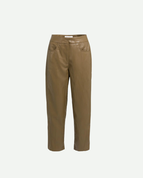 Broek van imitatieleer met taps toelopende pijpen