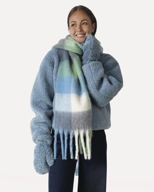 Scarf Thalia Check Another Label groen blauw