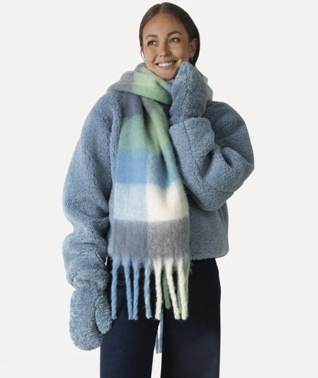 Scarf Thalia Check Another Label groen blauw