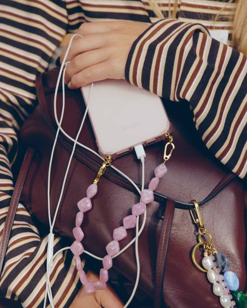 Phone Cord Short Pink Twist Ateljé roze