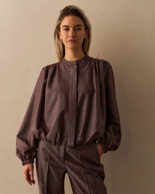 balloon-shaped-blouse-jacket-with-stand-up-collar