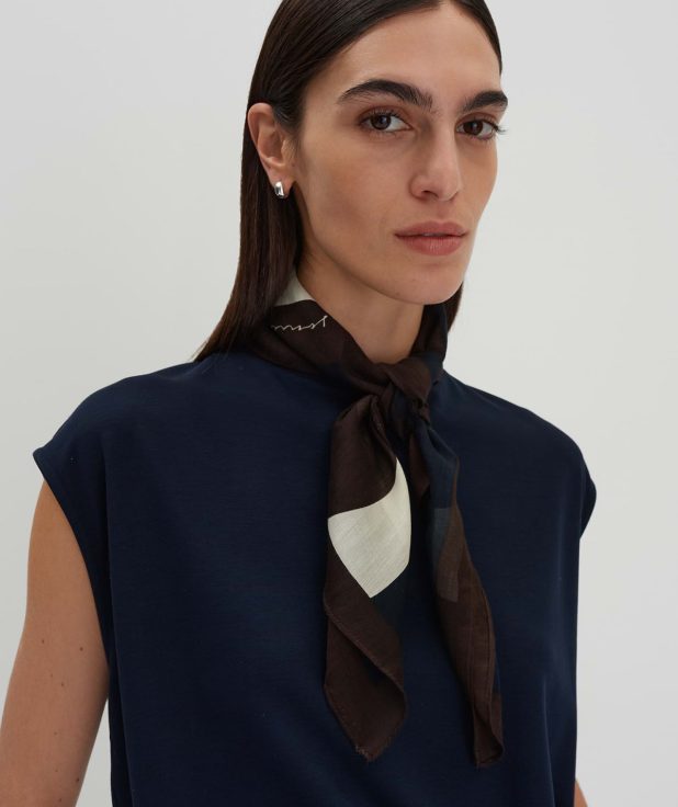 Scarf Bosino Someday blauw bruin print