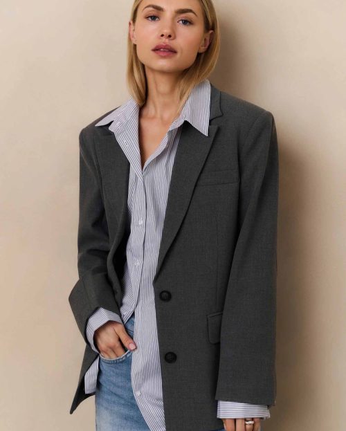 Blazer Double Oyster Melange Yaya donkergrijs