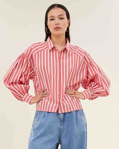 blouse Sarah Short Stripe Red By Bar 1