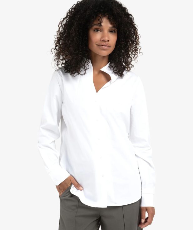 Blouse High V-neck White Yaya wit