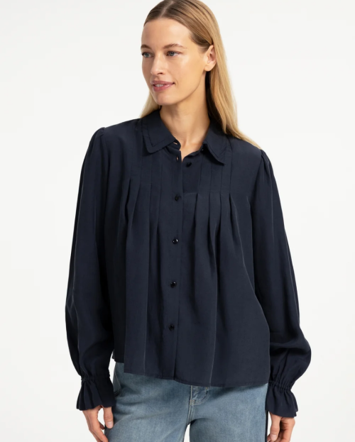 Transparante blouse met plooidetails