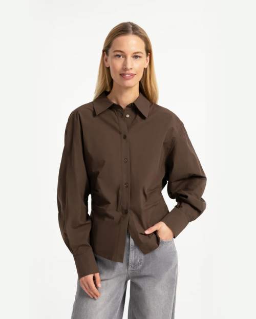 Blouse met tailleaccent en plooidetail