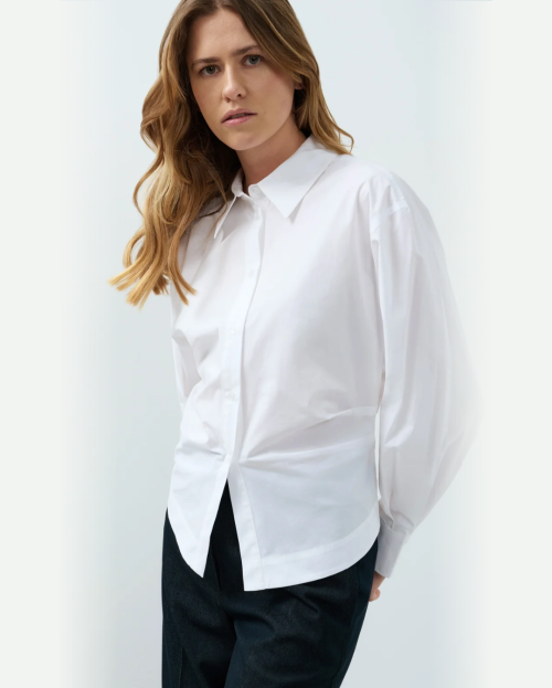 Blouse met tailleaccent en plooidetail