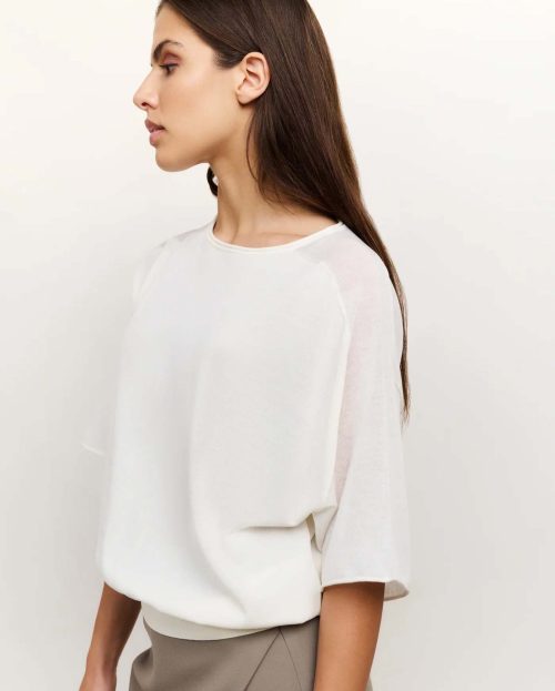 Shirt Off White Yaya boat neck transparent sleeve