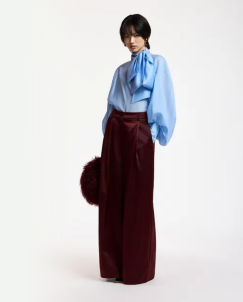 Bordeaux broek met brede pijp
