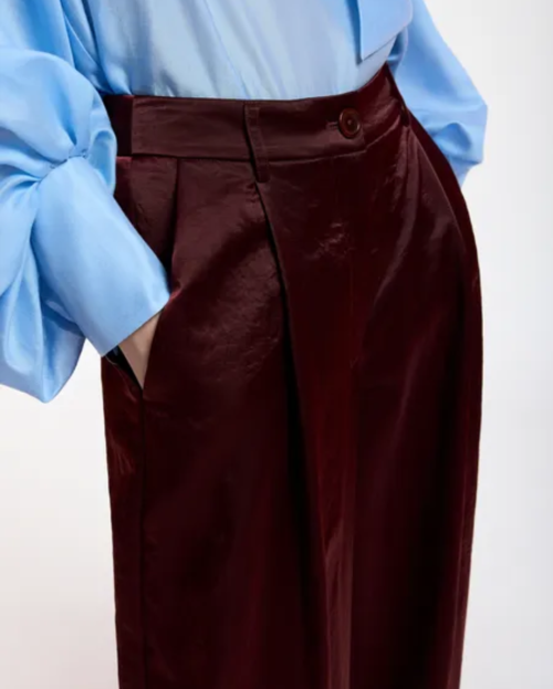 Bordeaux broek met brede pijp
