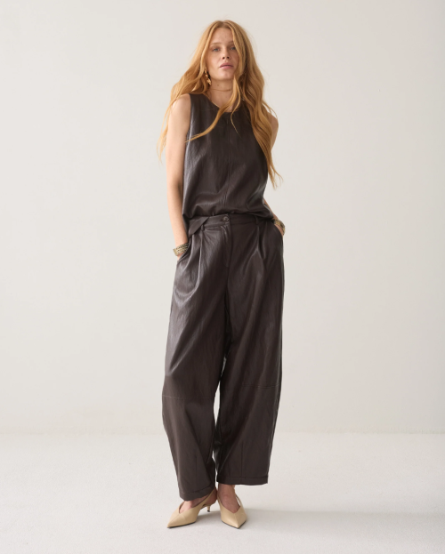 Wijde broek faux leather