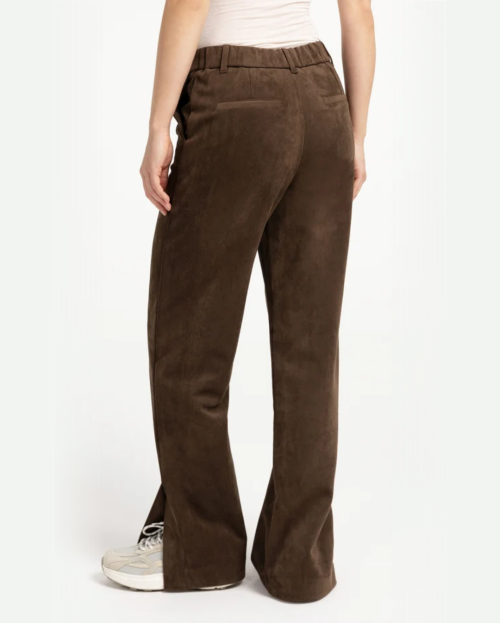 Suedine pantalon met wijde pijpen