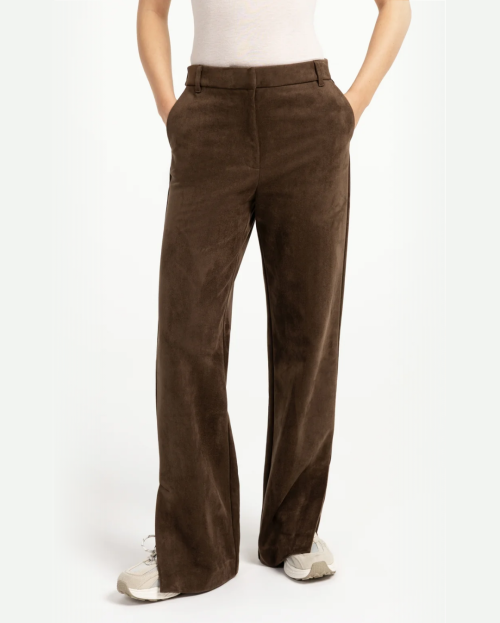 Suedine pantalon met wijde pijpen