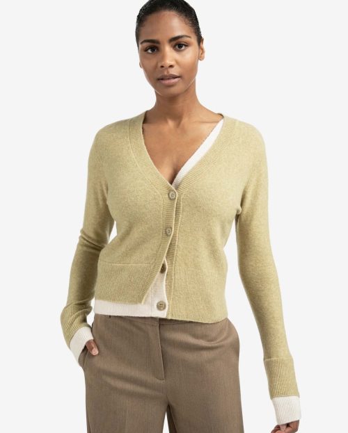 Cardigan with contrasting details and V-neck yaya
