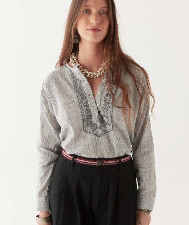 Blouse Cas Stripes Maison Hotel blauw