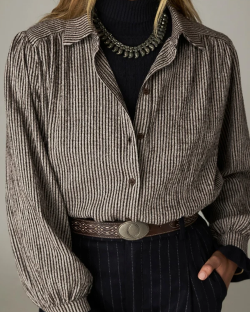 Claude Shirt Coffee Stripes