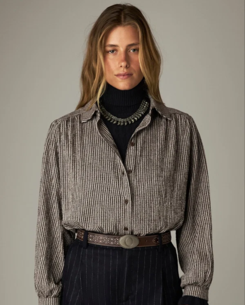 Claude Shirt Coffee Stripes