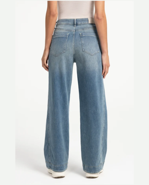 Denim jeans met wijde pijpen en naaddetails