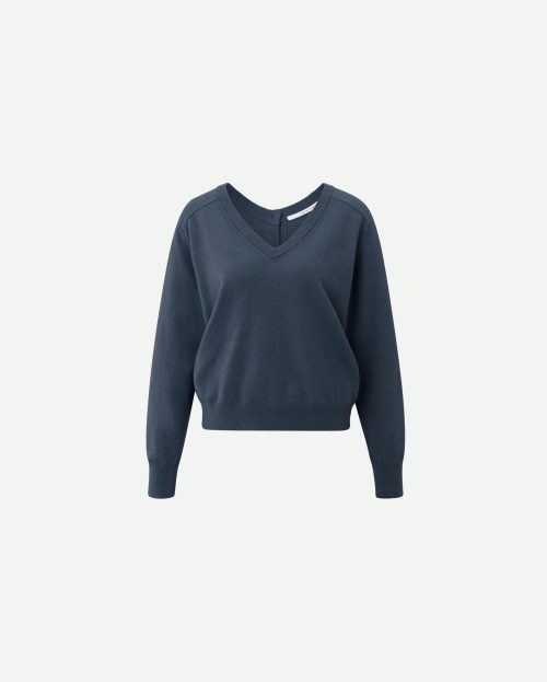 Sweater V-neck Blue Yaya china blue melange