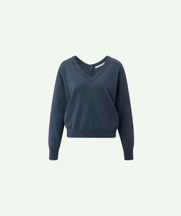 Sweater V-neck Blue Yaya china blauw melange