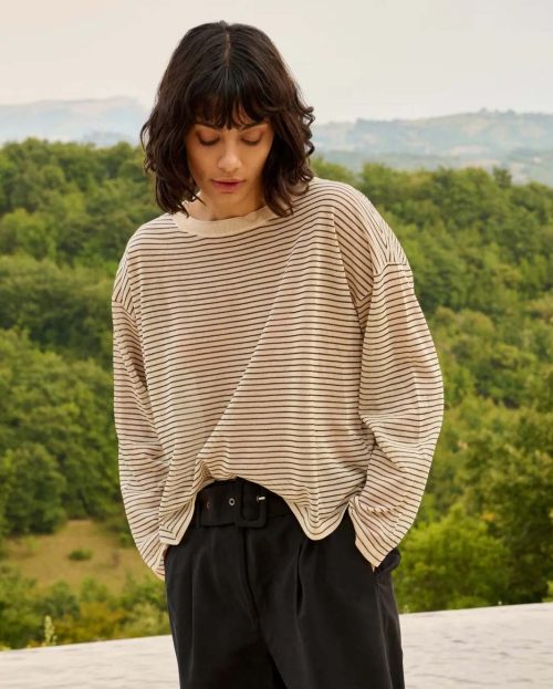 Sweater Stripe Creme Beige Yaya