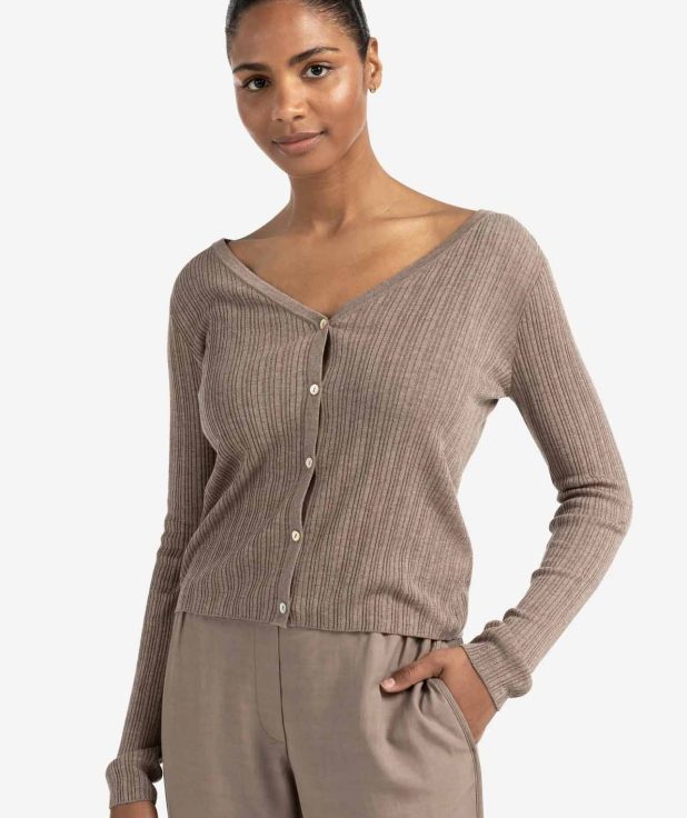Vest Rib Greyish Brown Yaya bruin melange