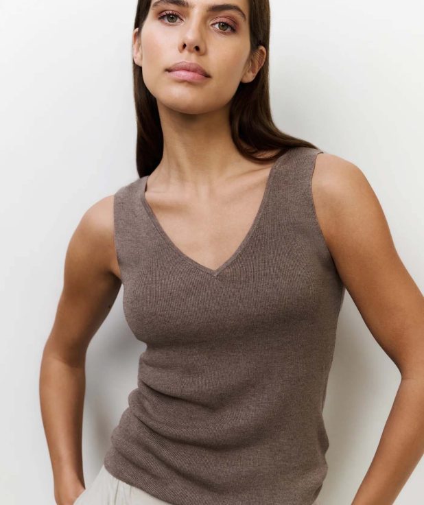 Top Knitted Greyish Brown Yaya bruin