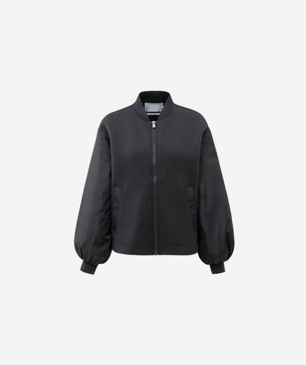 Bomber Jacket Fleece Black Yaya oyster