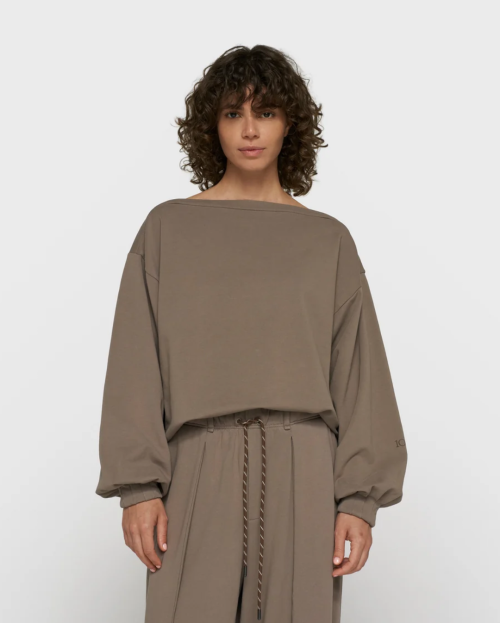 fleece top met boothals