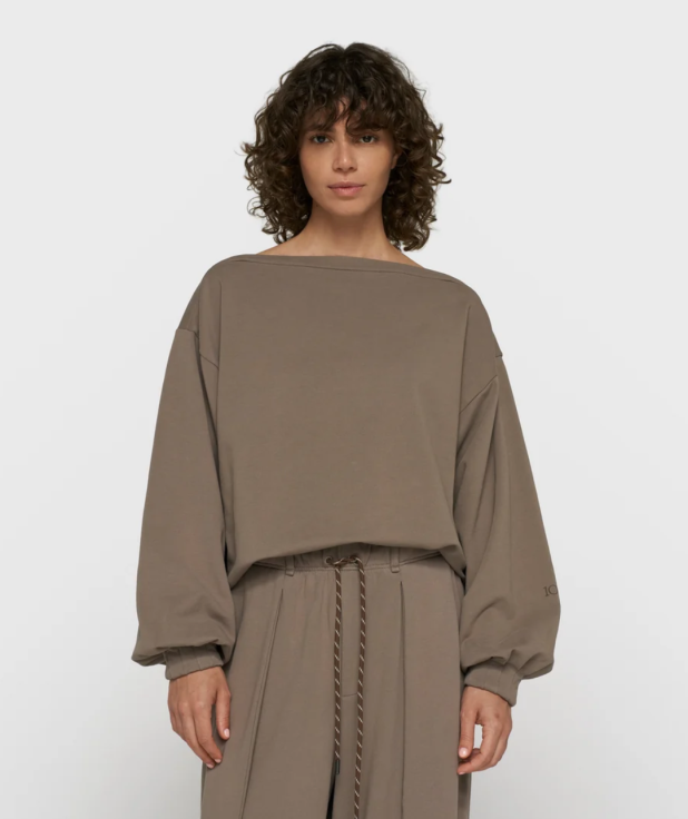 fleece top met boothals