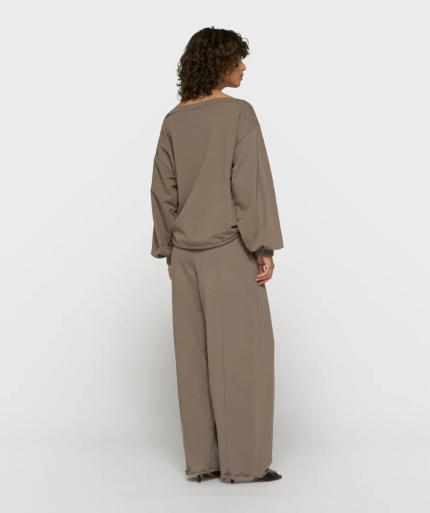 fleece top met boothals