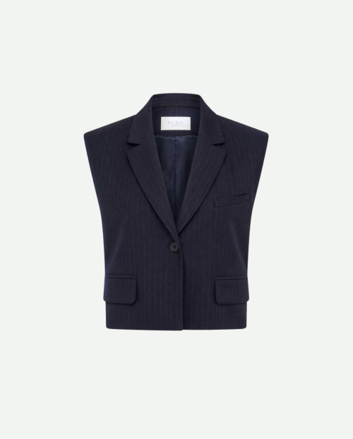 bobi pinstripe gilet | midnight
