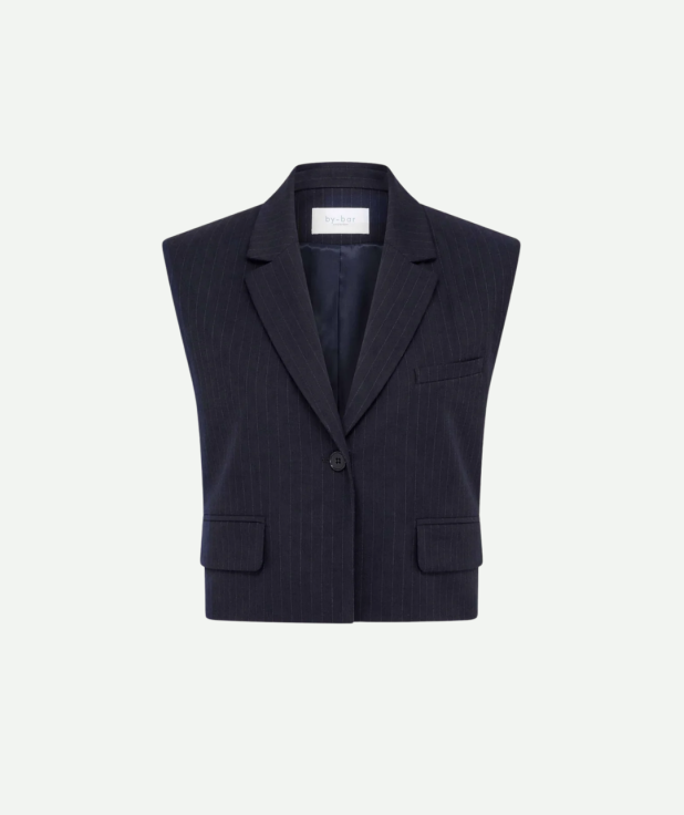 bobi pinstripe gilet | midnight