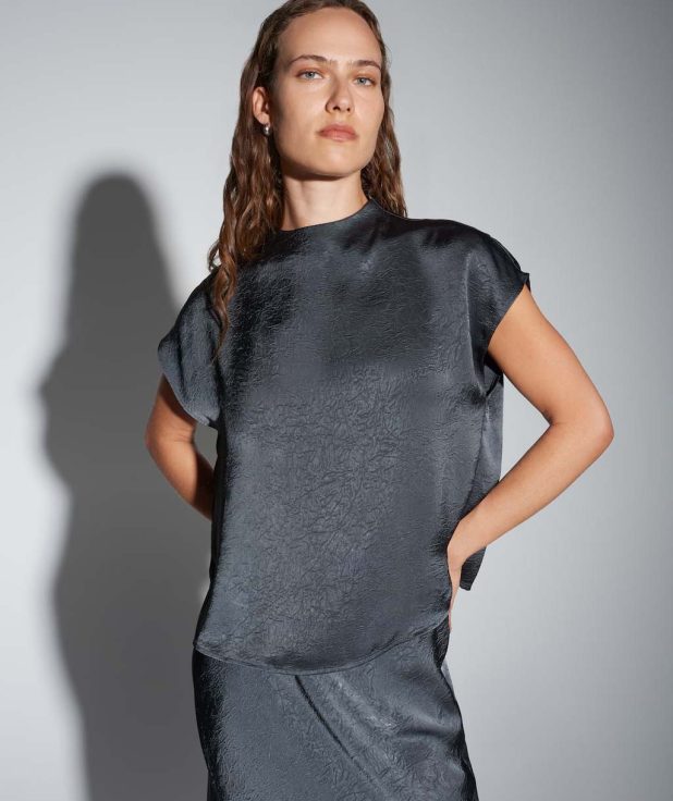 Blouse Zirken Someday satijn grijs