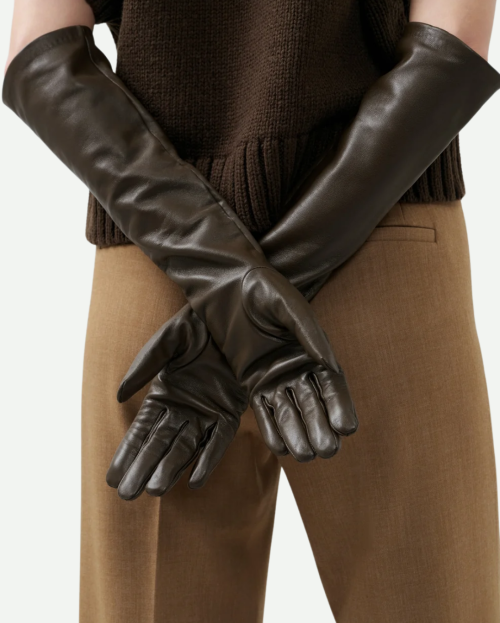 handschoenen lang leer yaya slate black brown