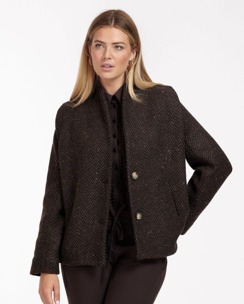 herringbone coat van studio anneloes in het bruin