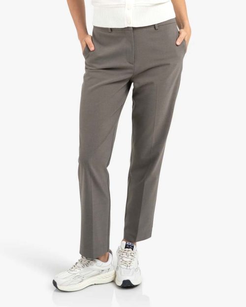 Broek Taupe Grey Yaya melange dubbele tailleband