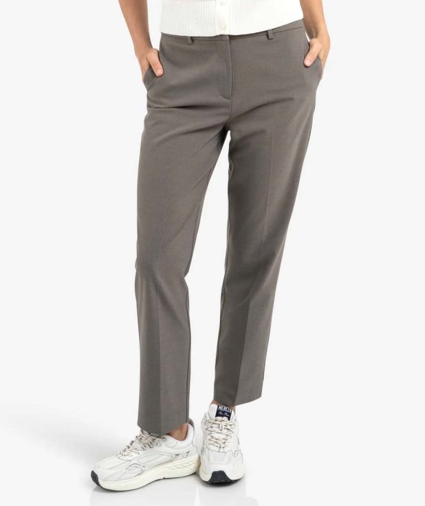 Broek Taupe Grey Yaya melange dubbele tailleband