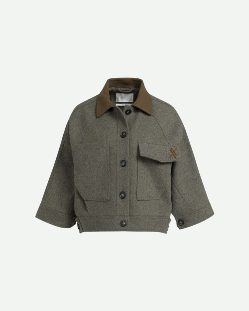 Oversized wollen jack met contrasterende kraag