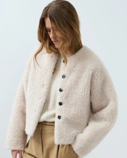 Kort oversized jasje van imitatiebont