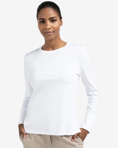 Jersey top met geweven manchetten en splitdetail yaya wit