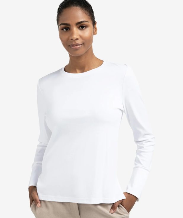 Jersey top met geweven manchetten en splitdetail yaya wit