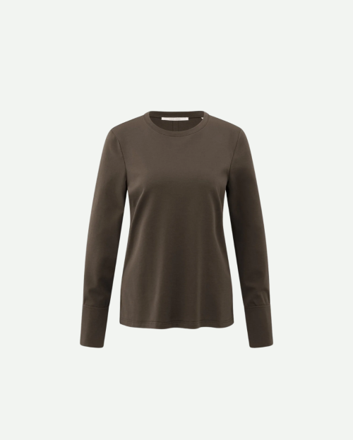 Jersey top met geweven manchetten en lange mouwen