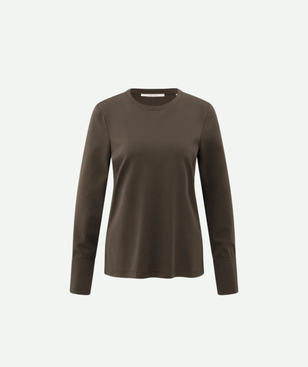 Jersey top met geweven manchetten en lange mouwen