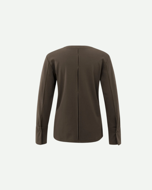 Jersey top met geweven manchetten en lange mouwen