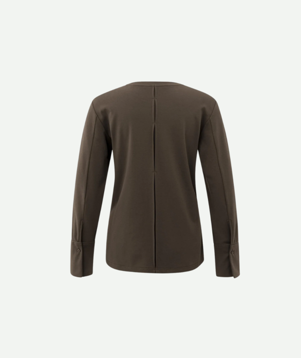 Jersey top met geweven manchetten en lange mouwen