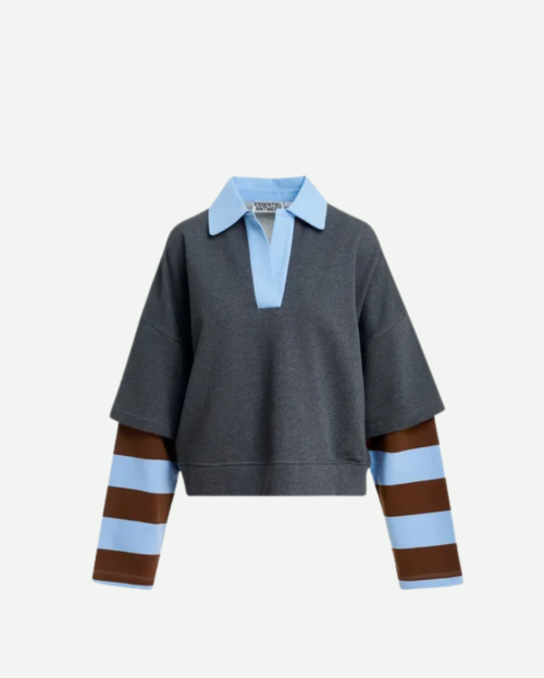 Kantelou sweater trui blauw grijs bruin