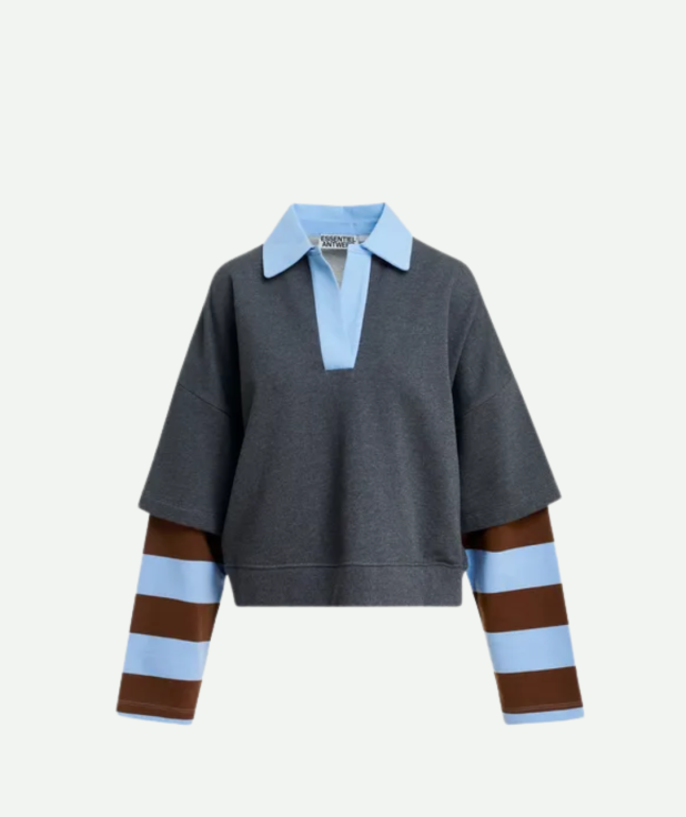 Kantelou sweater trui blauw grijs bruin