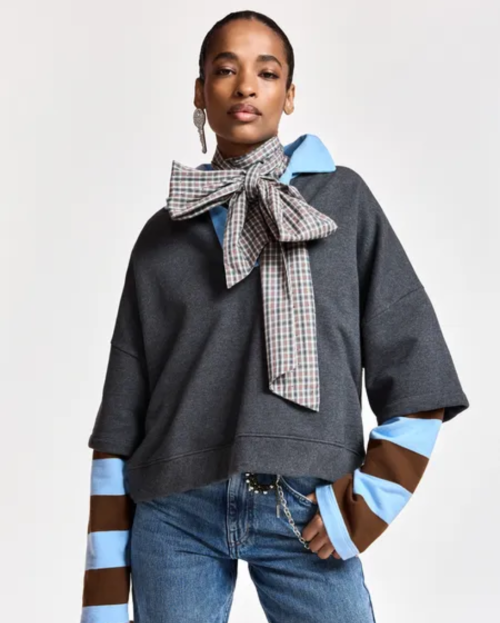 Kantelou sweater trui blauw grijs bruin